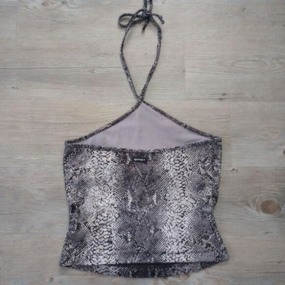 Y2K Guess Black Velvet Snakeskin Grunge Halter - Picture 2 of 4